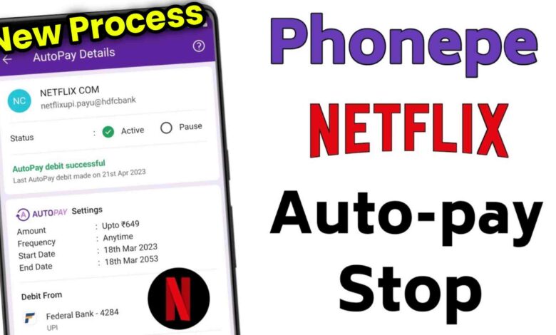 Netflix Autopay cancel in phonepe